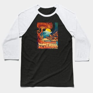 Retro 70's California Mushroom Landscape Baseball T-Shirt